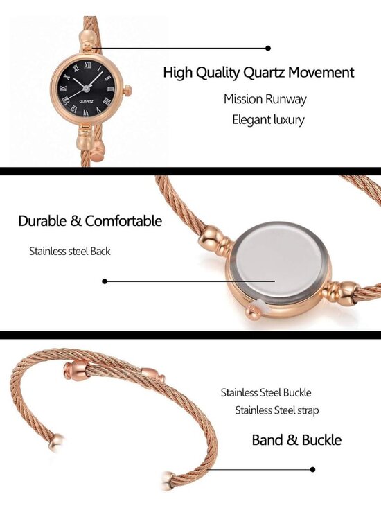 Women\'s Rose Gold Analog Stainless Steel Arabic Numerals Wrist Bracelet Watch main image 7